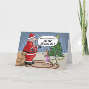 Tarjeta Festiva Parada divertida de Santa del chica que me juzga