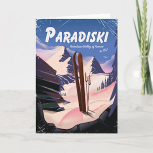Tarjeta Festiva Paradiski Valle de Tarentaise, Francia, cartel de