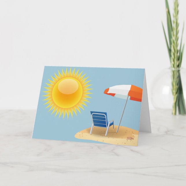 Tarjeta Festiva Paraguas de sol y playa (Anverso)