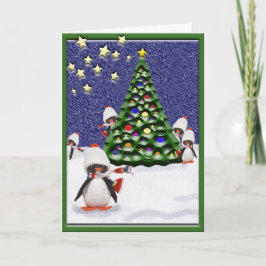 Tarjeta Festiva Paraíso de los Navidades pingüinos