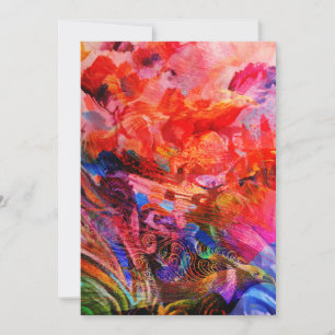 Tarjeta Festiva Paraíso Floral Bird Phoenix Rising Flame Art