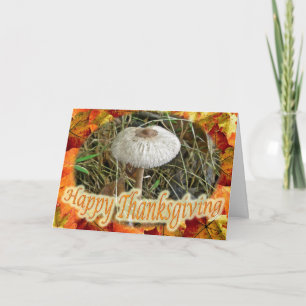 Tarjeta Festiva Parasol Mushroom Feliz Día de Gracias