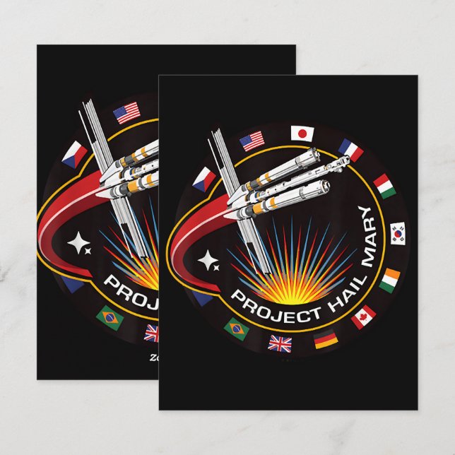 Tarjeta Festiva Parche de misión espacial (Anverso / Reverso)