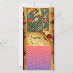 Tarjeta Festiva PARCHMENT de NAVIDADES de NATIVIDAD / Adoración de