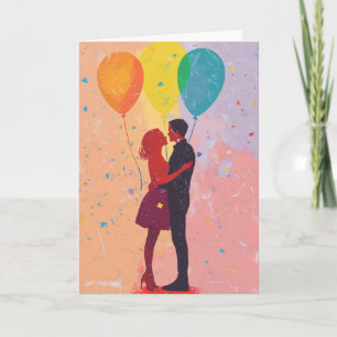 Tarjeta Festiva Pare de Globos Coloridos