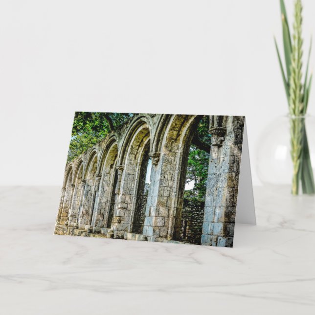 Tarjeta Festiva Pared del siglo XII de la abadía (Anverso)