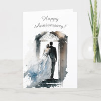 Pareja acuarela Aniversario de Boda de primer año