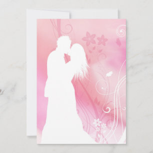 Tarjeta Festiva Pareja besándose Elegante Blanco Rosa Día de San V