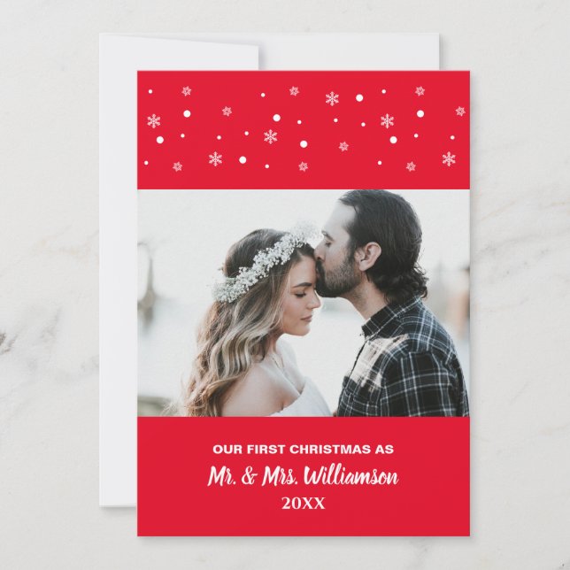 Tarjeta Festiva Pareja casada Nuestra primera foto Personalizado d (Anverso)
