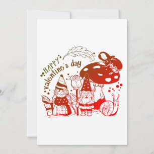 Tarjeta Festiva Pareja Cottagecore Gnome Feliz Día de San Valentín