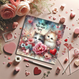 Tarjeta Festiva Pareja Cristiana Romántica Gato Acuarela San Valen