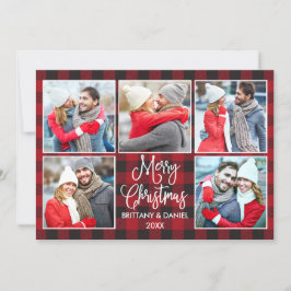 Tarjeta Festiva Pareja de caligrafía moderna 5 Navidades de fotogr