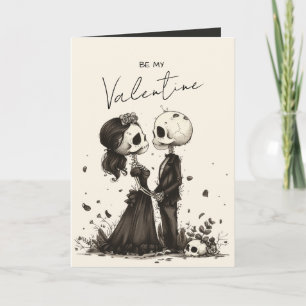 Tarjeta Festiva Pareja de esqueletos góticos, San Valentín románti
