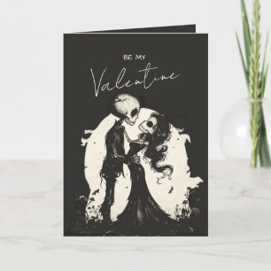 Tarjeta Festiva Pareja de esqueletos góticos, San Valentín románti