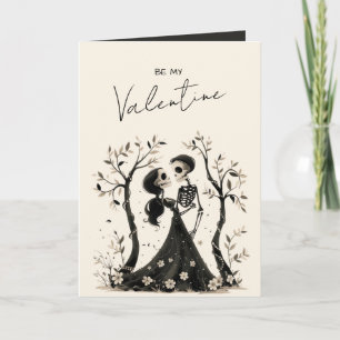 Tarjeta Festiva Pareja de esqueletos góticos, San Valentín románti