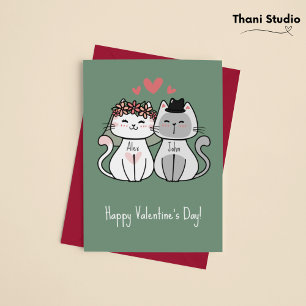 Tarjeta Festiva Pareja de Gatos Adorables Feliz Día de San Valentí
