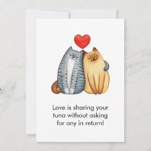 Tarjeta Festiva Pareja de gatos amantes Lindo Divertido Feliz Día 