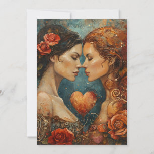 Tarjeta Festiva Pareja de mujeres LGBTQ Día de San Valentín