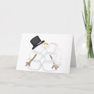 Tarjeta Festiva Pareja de muñecos de nieve besándose adorable