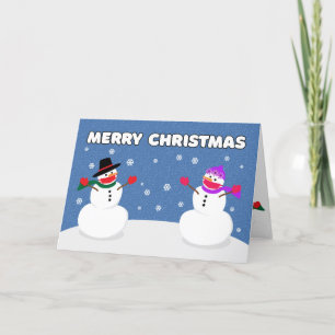 Tarjeta Festiva Pareja de muñecos de nieve con mascarillas en Navi