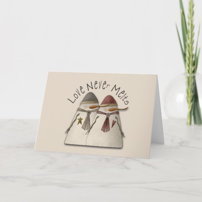 Tarjeta Festiva Pareja de Nieve (Anverso)