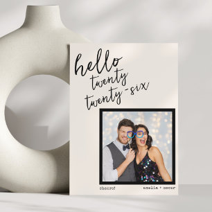Tarjeta Festiva Pareja de novios con foto manuscrita moderna de Añ