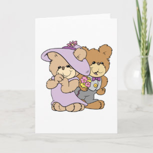 Tarjeta Festiva pareja de osos de peluche en una cita de San Valen