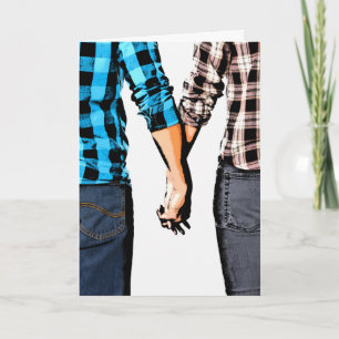 Tarjeta Festiva Pareja de país niño y Chica sosteniendo manos