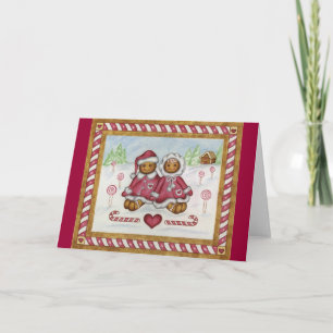 Tarjeta Festiva Pareja de pan de jengibre