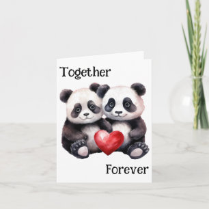 Tarjeta Festiva Pareja de pandas juntos 
