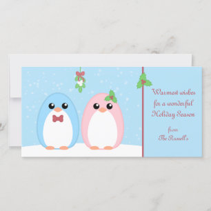 Tarjeta Festiva Pareja de pingüino de feriado lindo
