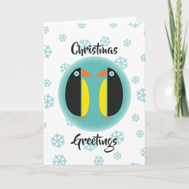 Tarjeta Festiva Pareja de Pingüino navidades (Anverso)