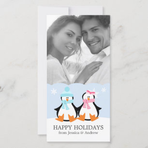 Tarjeta Festiva pareja de pingüinos