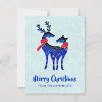 Pareja de renos de Navidades nórdicos azules