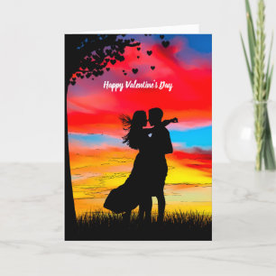 Tarjeta Festiva Pareja del Día de San Valentín en Silueta