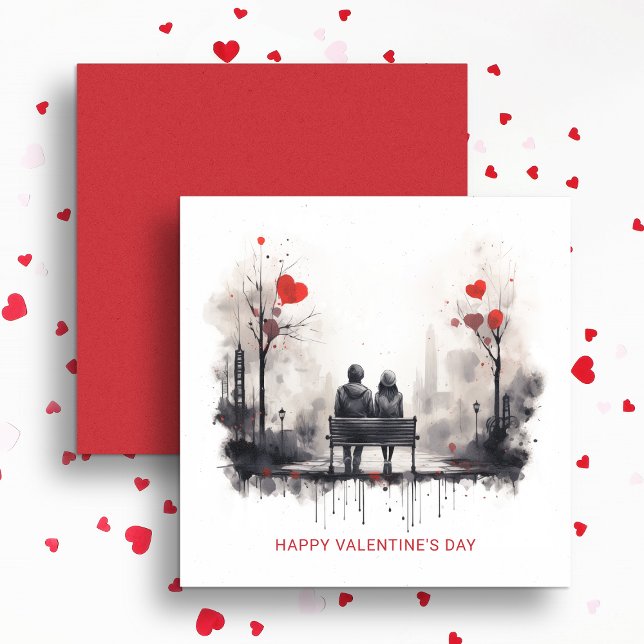Tarjeta Festiva Pareja El día de San Valentín moderna enamorada (Subido por el creador)