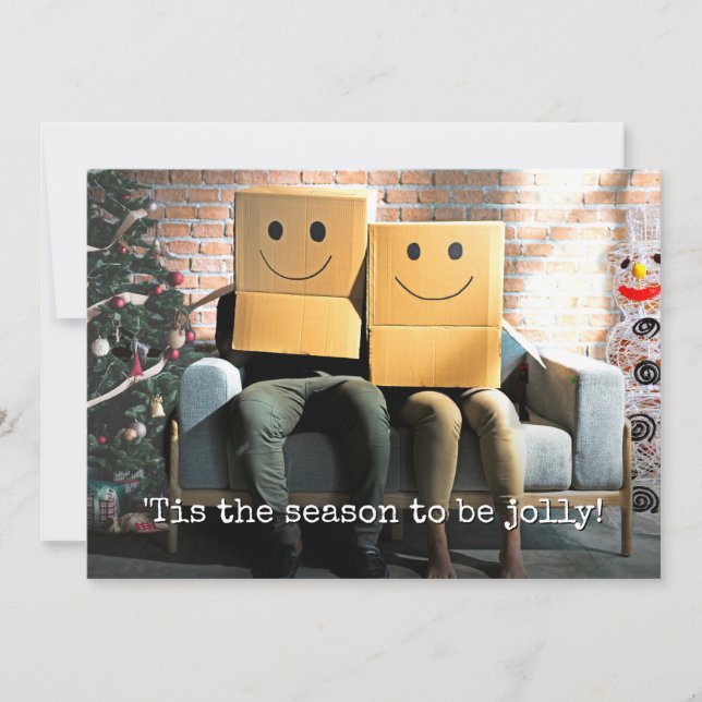 Tarjeta Festiva Pareja festiva divertida con Navidades (Anverso)