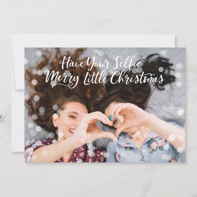 Tarjeta Festiva Pareja Foto Luces de hadas | Gracioso saludo de fe (Anverso)