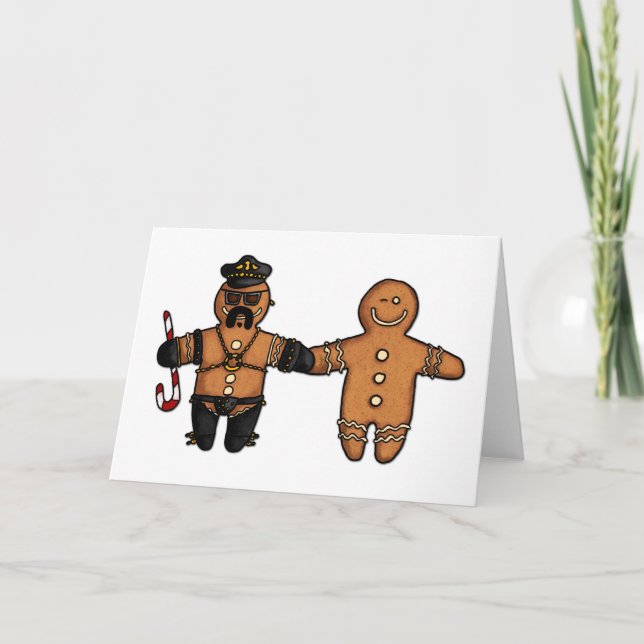 Tarjeta Festiva pareja gay gingbread (Anverso)