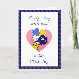 Tarjeta Festiva Pareja gay moderna Día de San Valentín LGBTQ Cute 