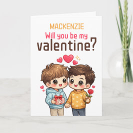 Tarjeta Festiva Pareja Gay Personalizada ¿Serás Mi San Valentín?