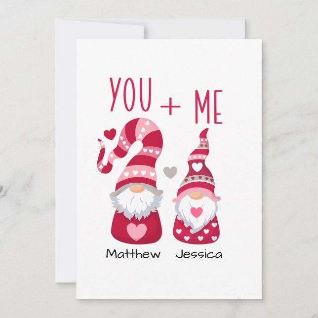Tarjeta Festiva Pareja Gnome Valentine (Anverso)