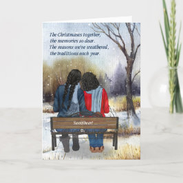 Tarjeta Festiva Pareja Lesbiana Afroamericana Compañera de Vida