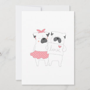 Tarjeta Festiva Pareja Linda Amor de Bulldog Francés   Amante de l