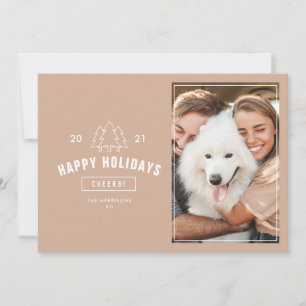Tarjeta Festiva Pareja Minimalista Rosa Rubor Multi Foto Perro