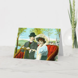 Tarjeta Festiva Pareja romántica arte vintage