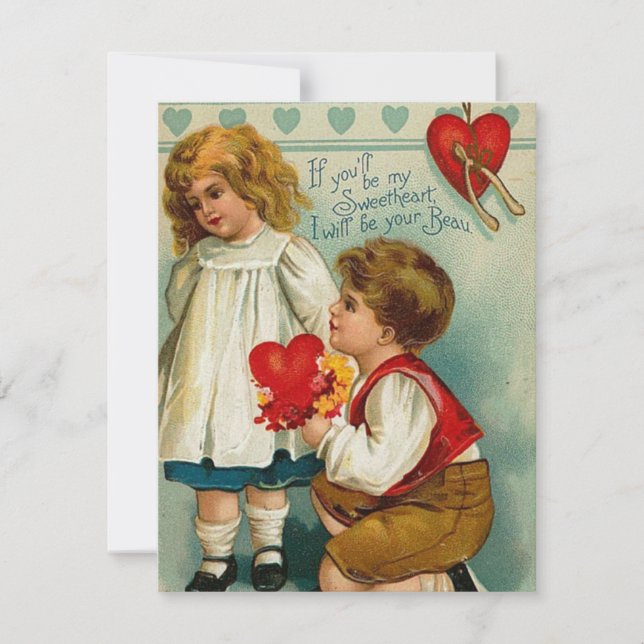 Tarjeta Festiva Pareja valentina cuta vintage (Anverso)