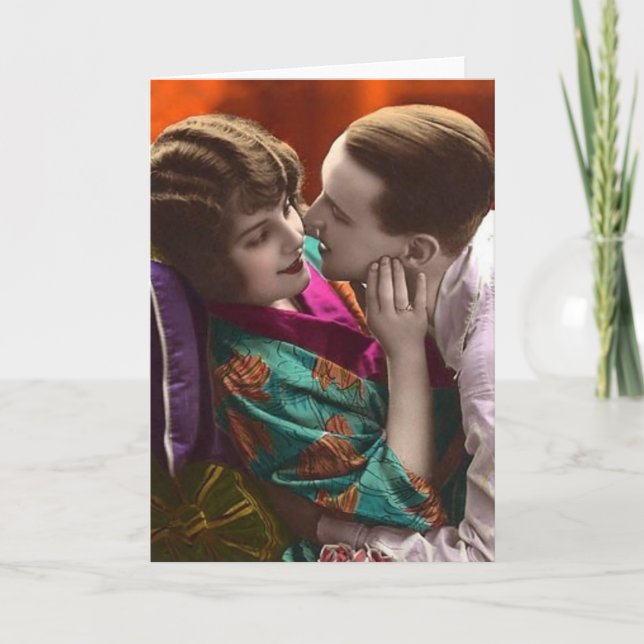 Tarjeta Festiva Pareja Vintage (Anverso)