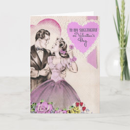 Tarjeta Festiva Pareja Vintage del Día de San Valentín