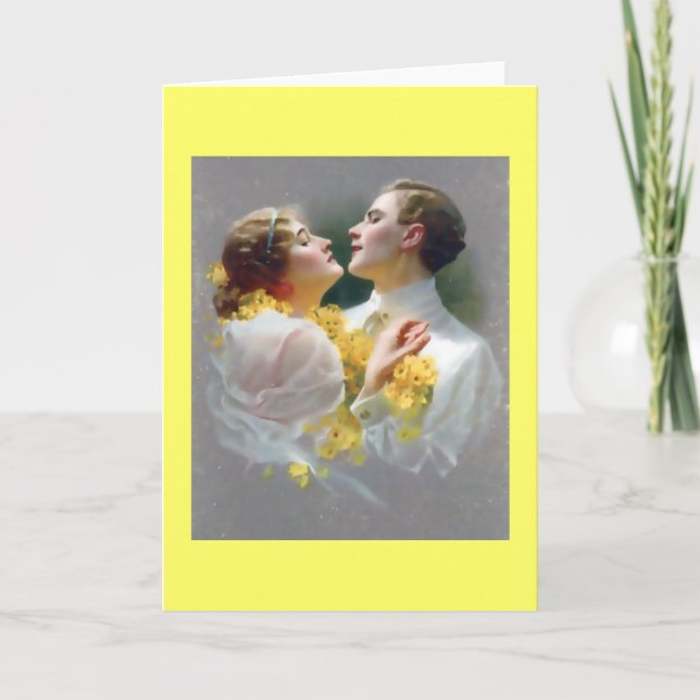 Tarjeta Festiva Pareja Vintage Enamorada (Anverso)